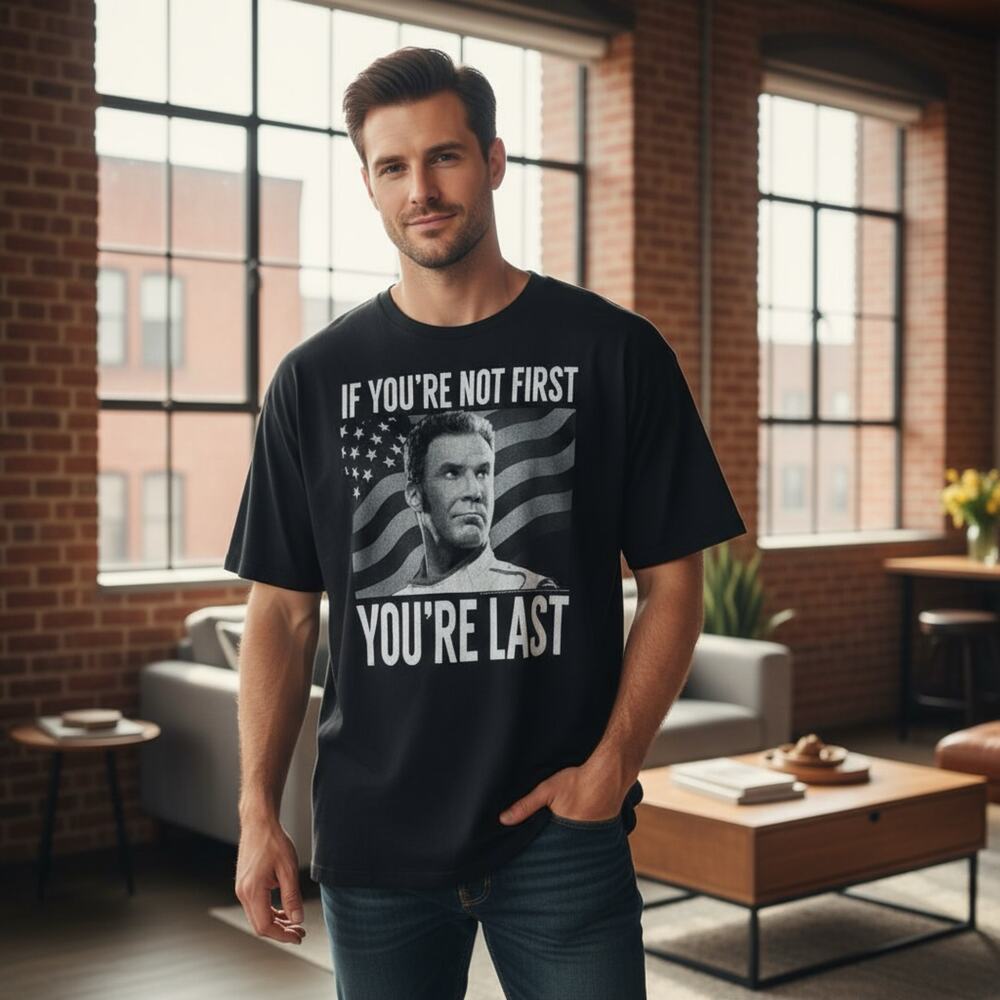 American Classics Talladagea Nights Mens XXL Casual Ricky Bobby T-Shirt Black